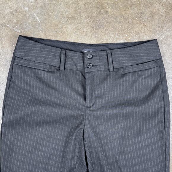 Banana Republic Women’s Pinstripe Flare Trousers Size 10 Gray Wool Blend Pants - Picture 2 of 13
